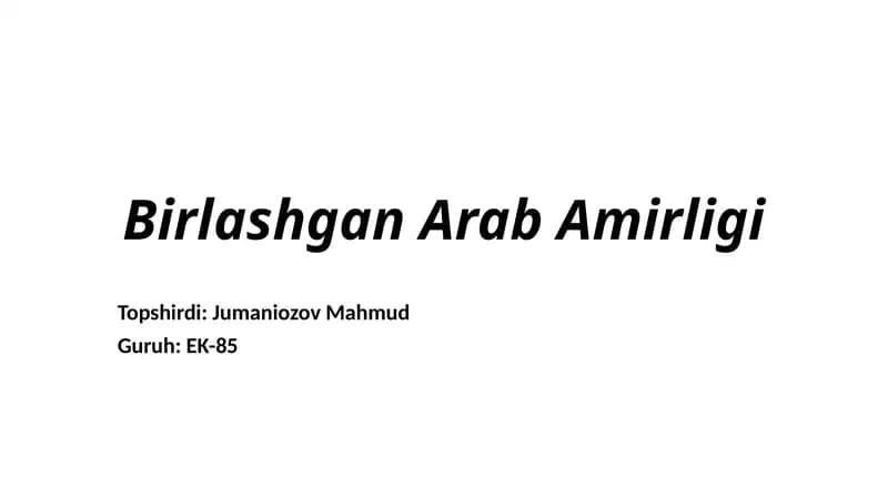 Birlashgan Arab Amirligi