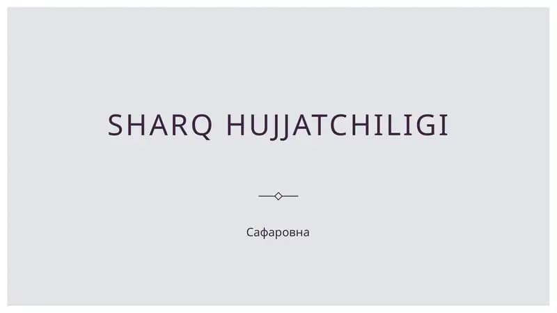 Sharq hujjatchiligi