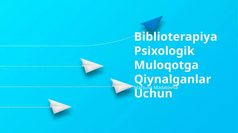 Biblioterapiya Psixologik Muloqotga Qiynalganlar Uchun