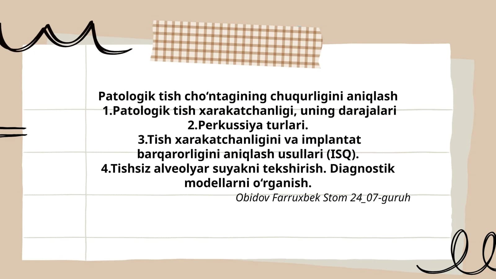 Patologik tish cho‘ntagining chuqurligini aniqlash