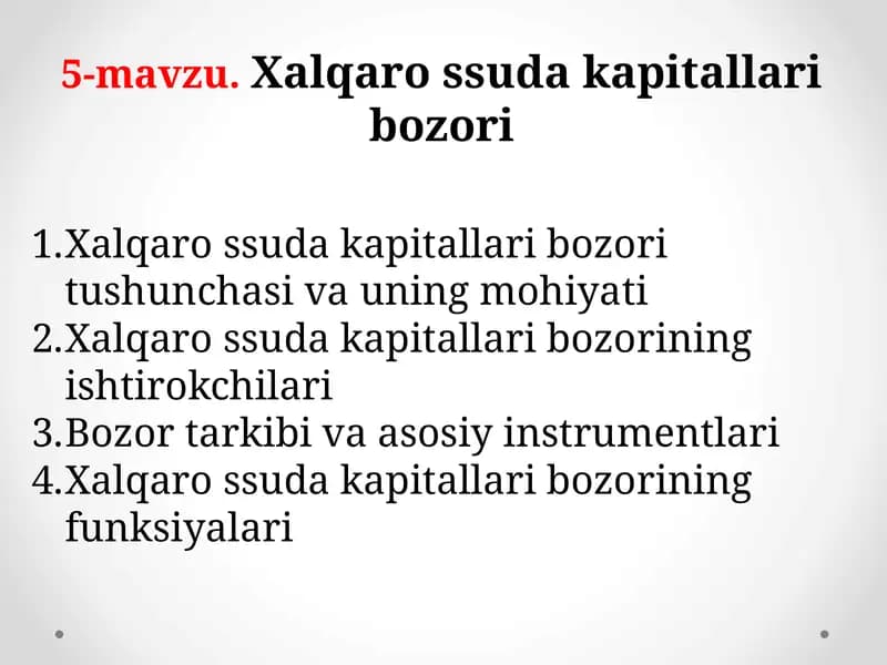 Xalqaro ssuda kapitallari bozori