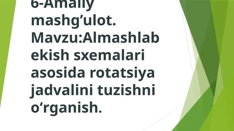 Almashlab ekish sxemalari