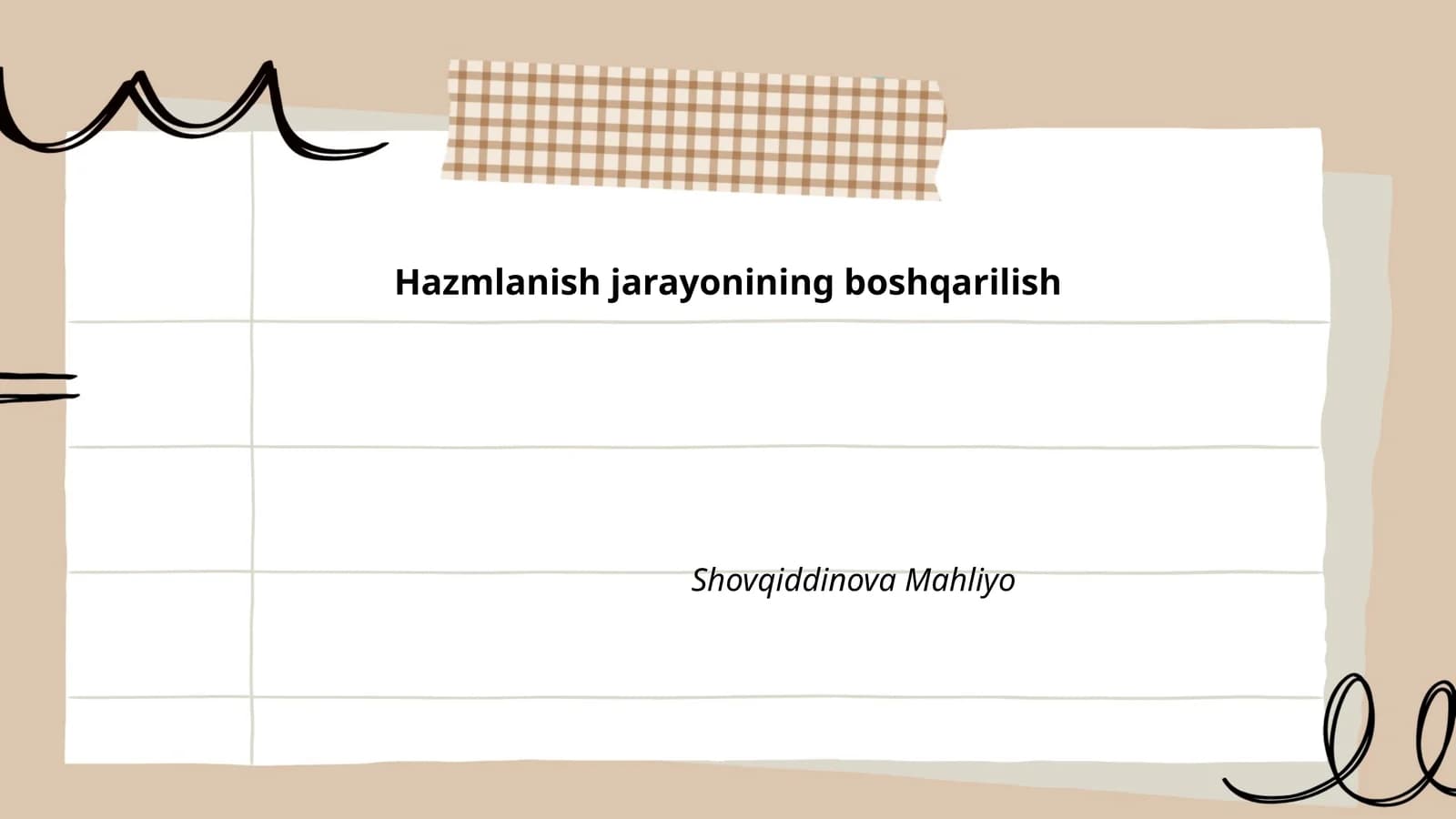 Hazmlanish jarayonining boshqarilish