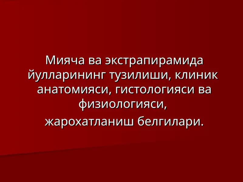 Мияча ва экстрапирамида йулларининг тузилиши