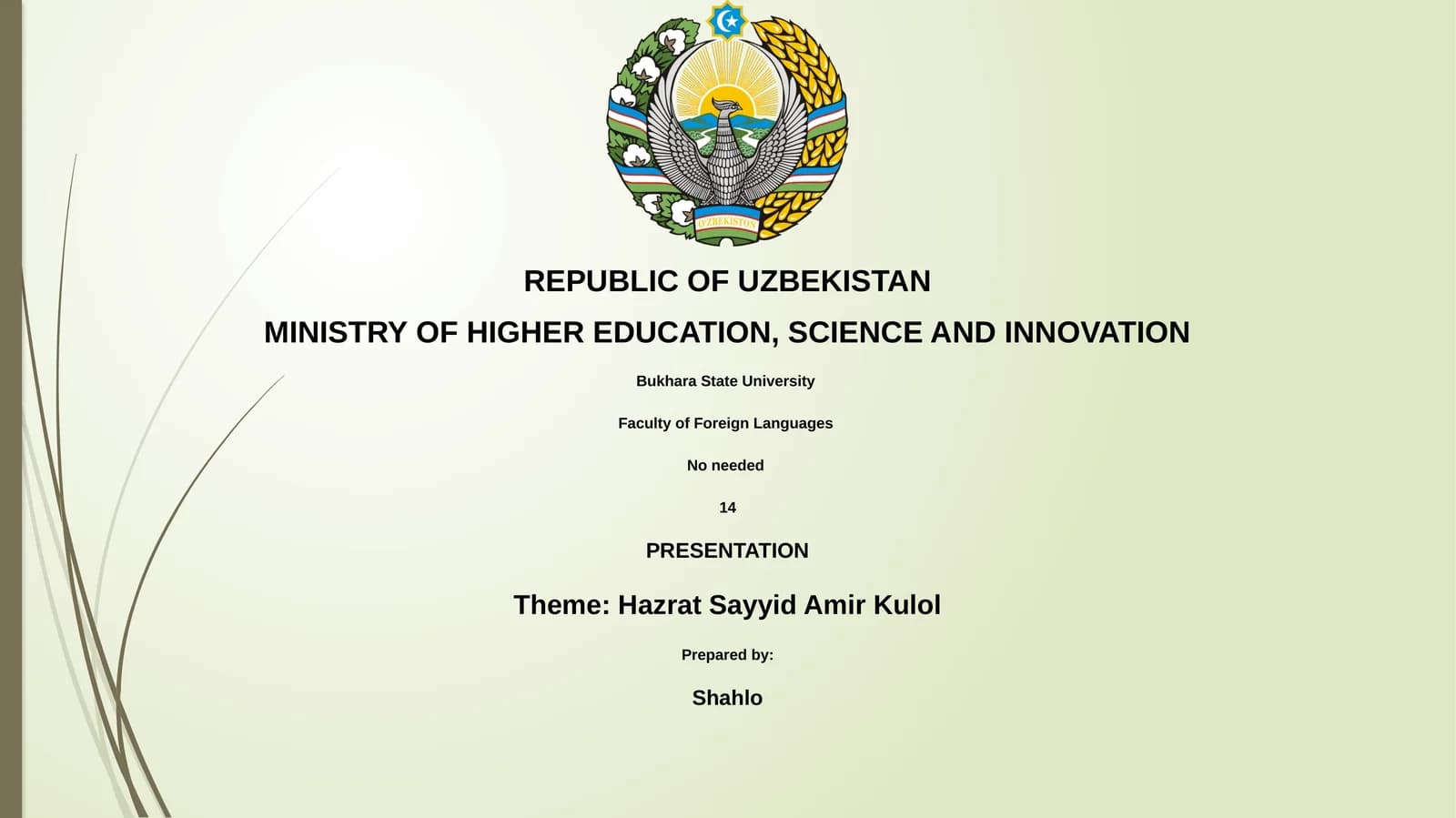 Hazrat Sayyid Amir Kulol Presentation