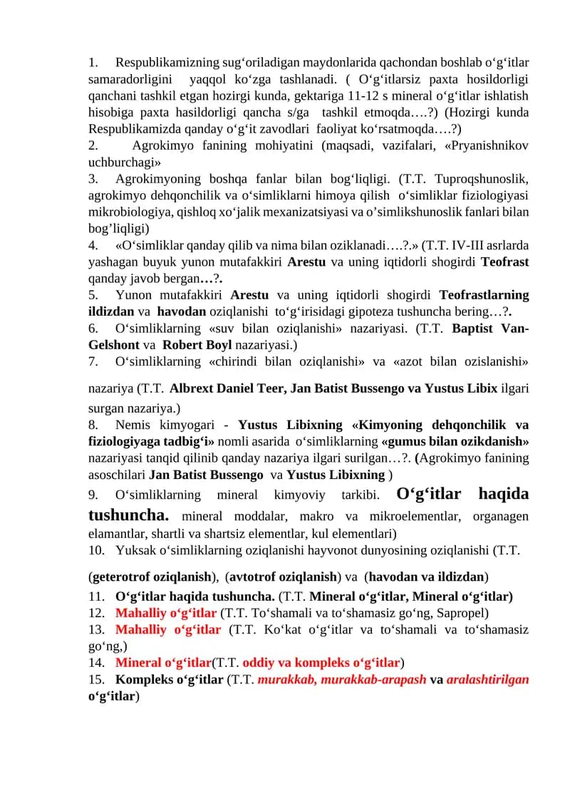 Agrokimyo fanining mohiyatini
