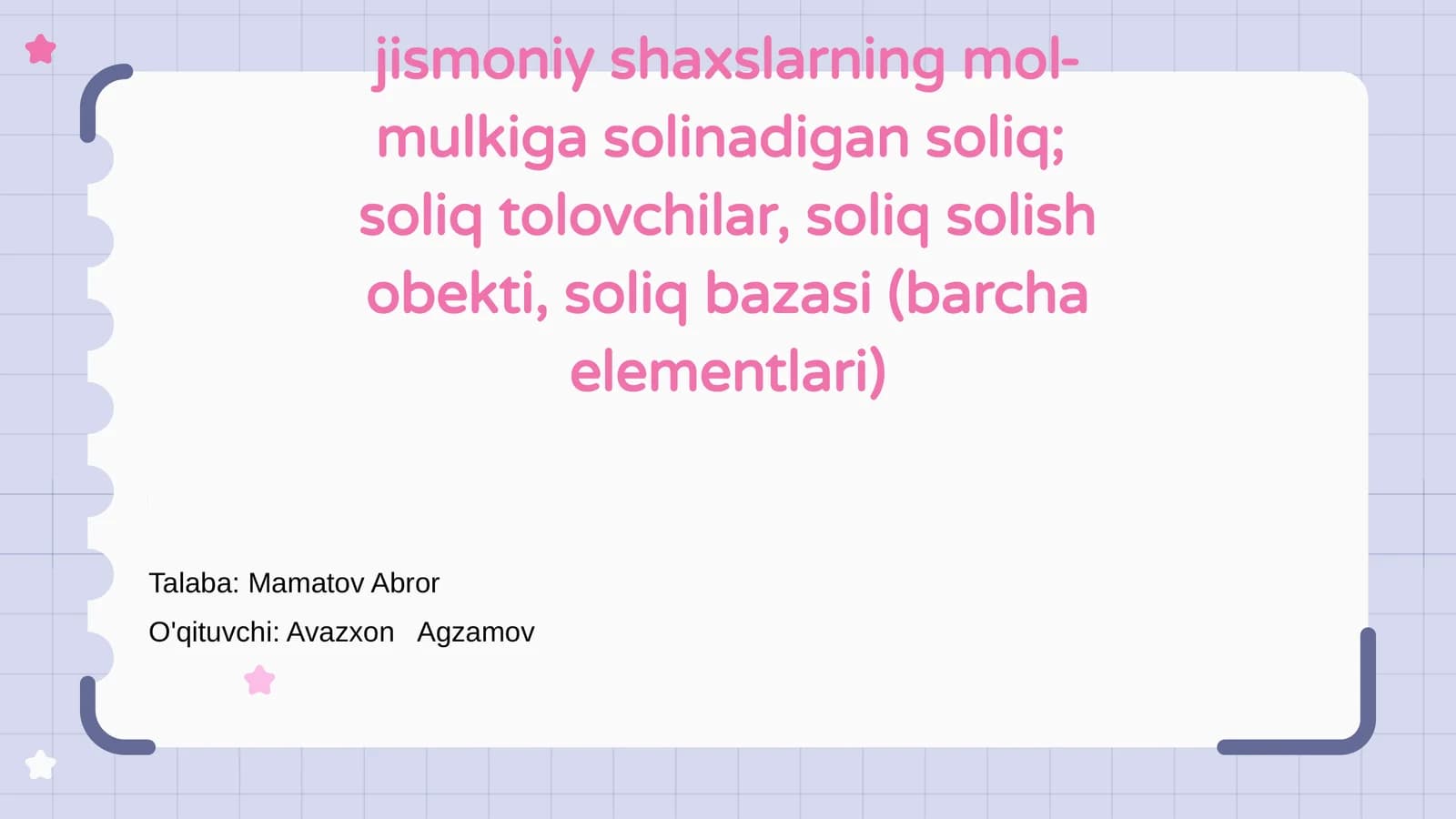 Jismoniy shaxslarning mol-mulkiga solinadigan soliq