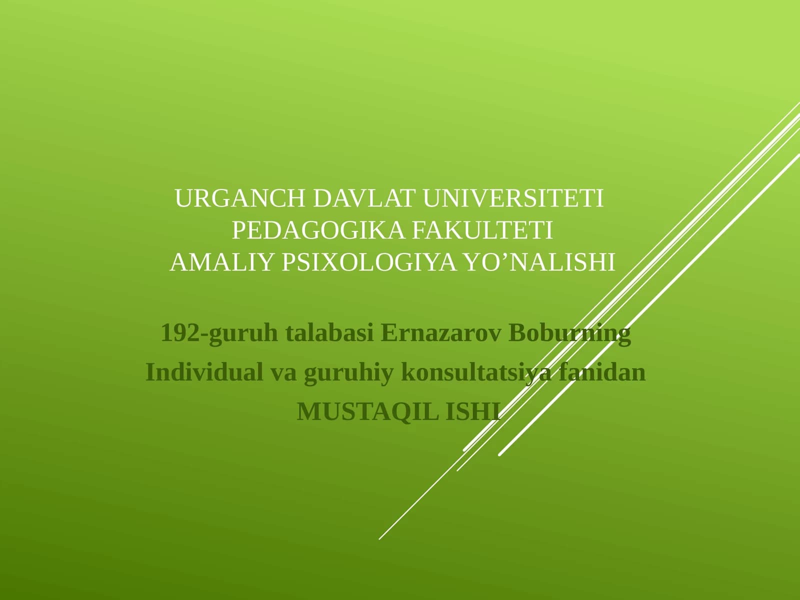 AMALIY PSIXOLOGIYA YO’NALISHI
