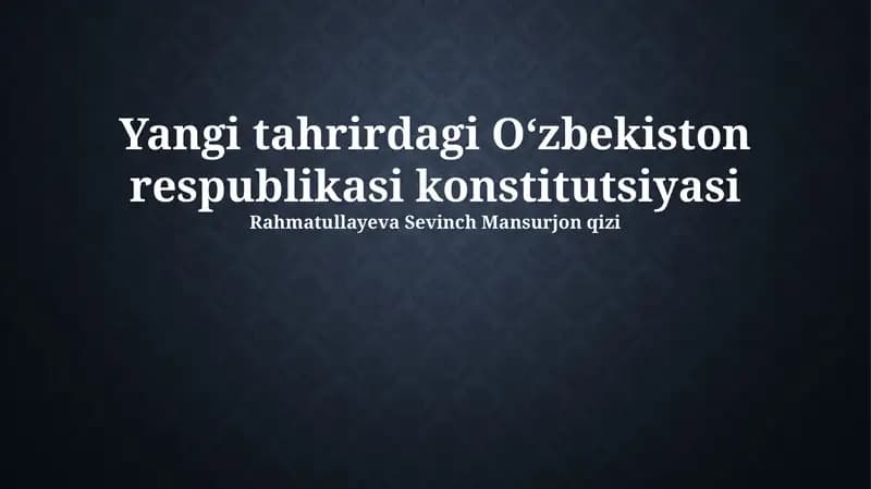 Oʻzbekiston respublikasi konstitutsiyasi