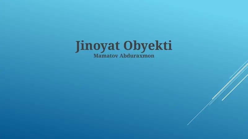 Jinoyat Obyekti
