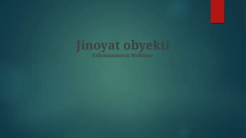 Jinoyat obyekti