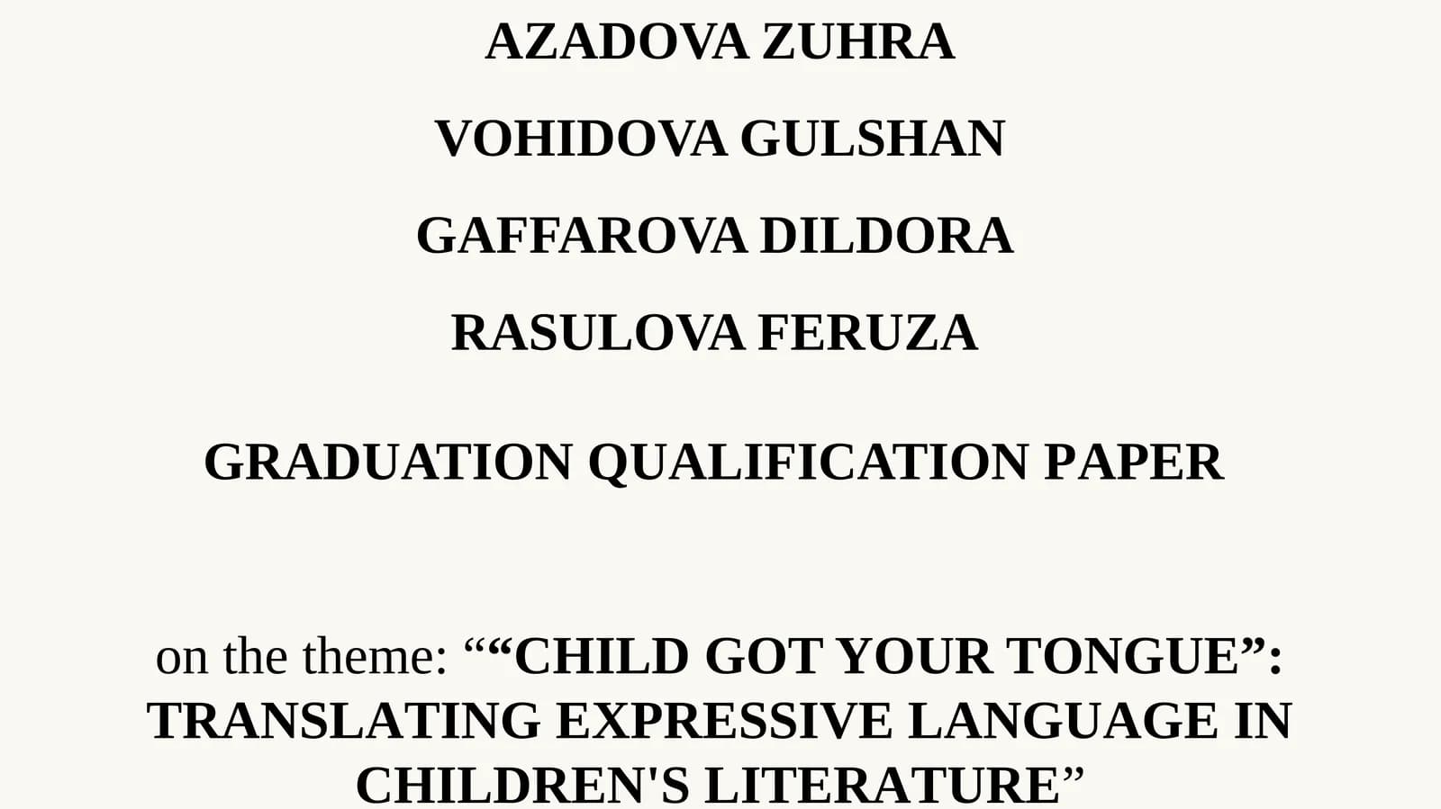 GRADUATION QUALIFICATIONPАPER