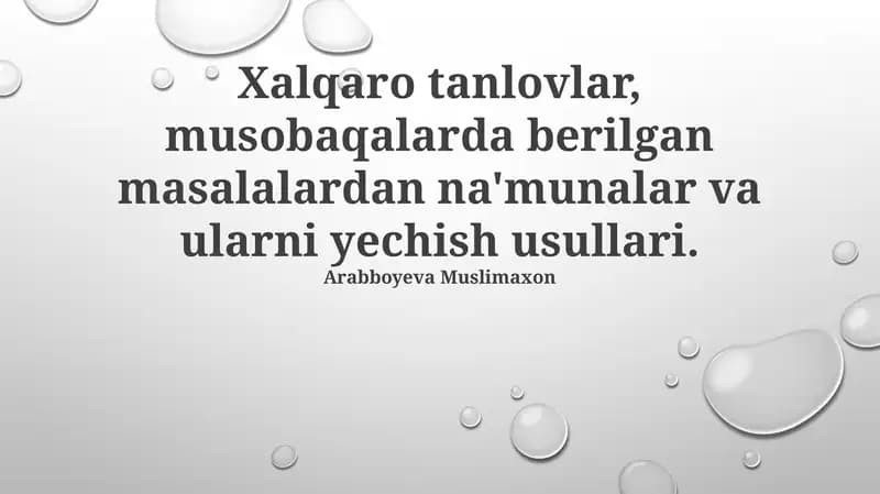 Xalqaro musobaqalar