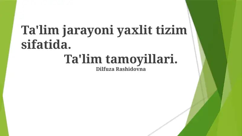 Ta'lim Asoslarining Asosiy Tushunchalari