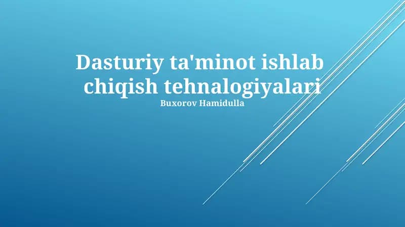 Dasturiy ta'minot ishlab chiqish tehnologiyalari