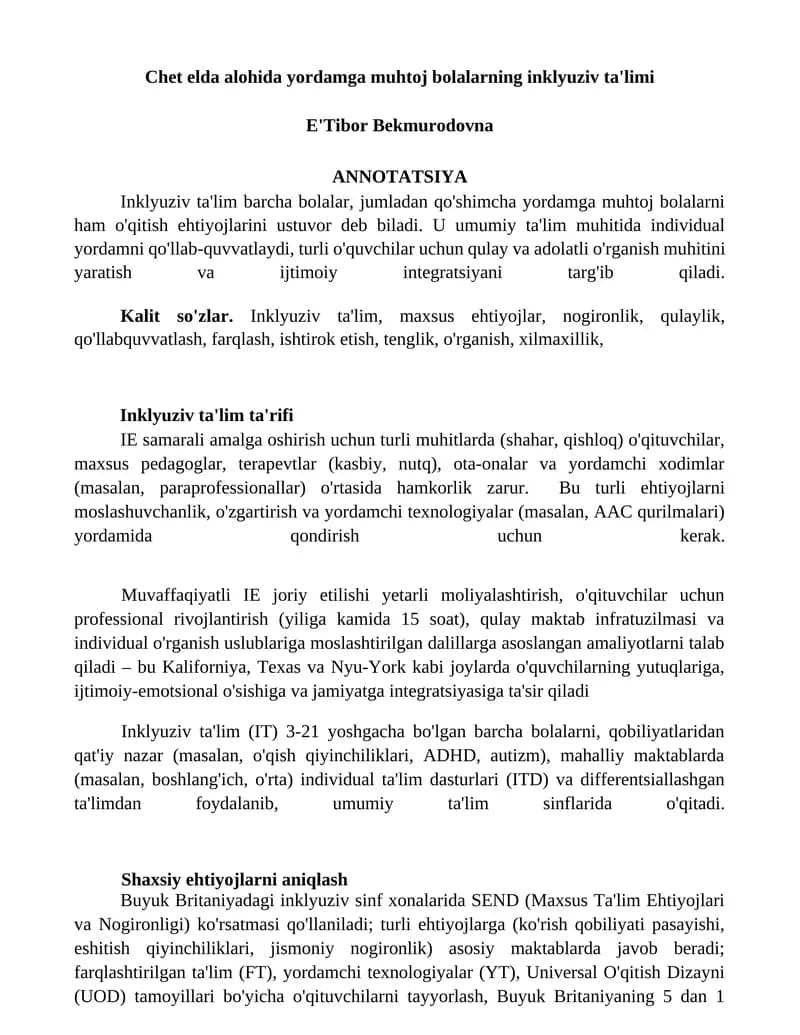 Inklyuziv ta'lim