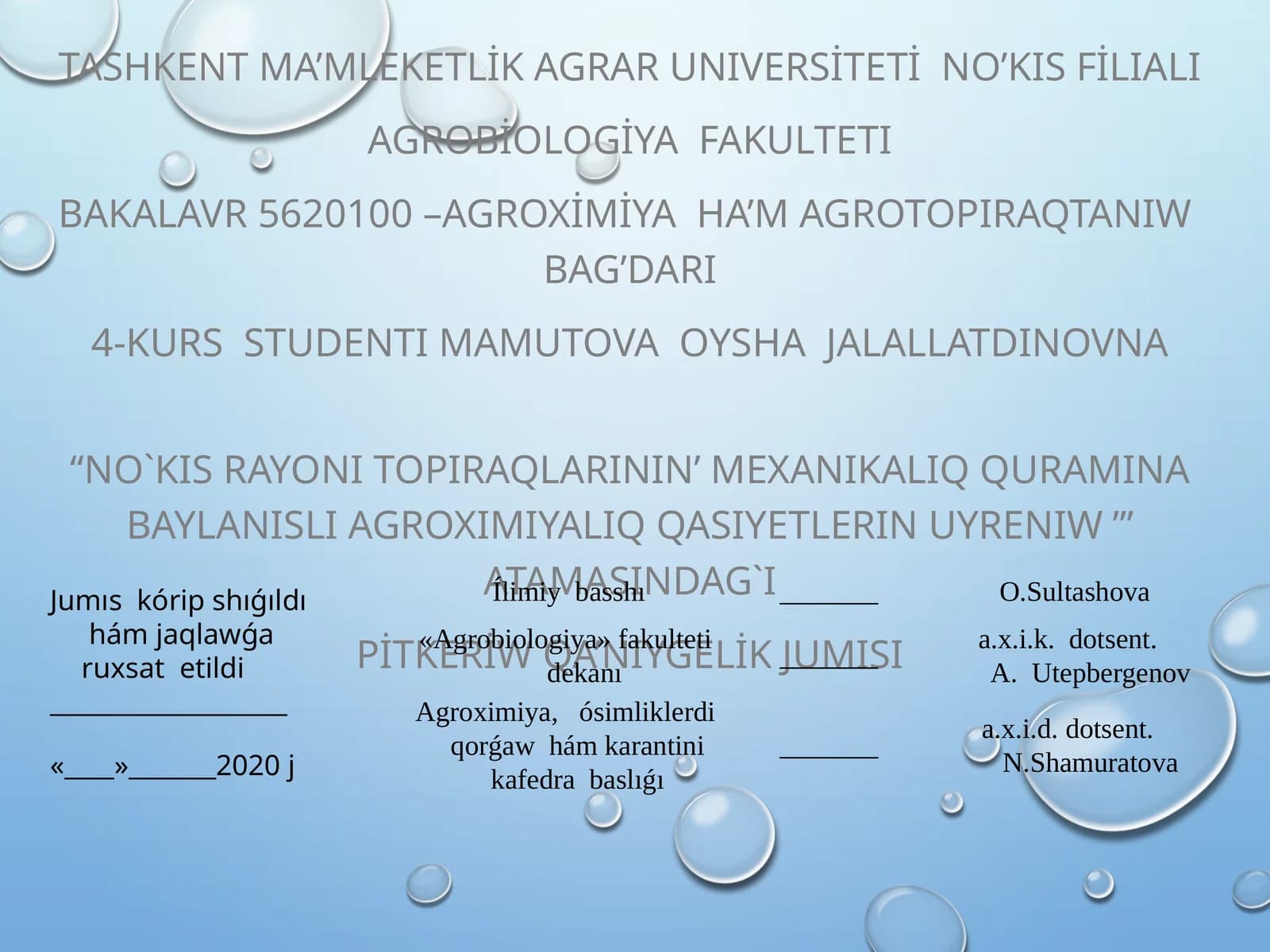 Pitkeriw Qa'niygelik Jumisi