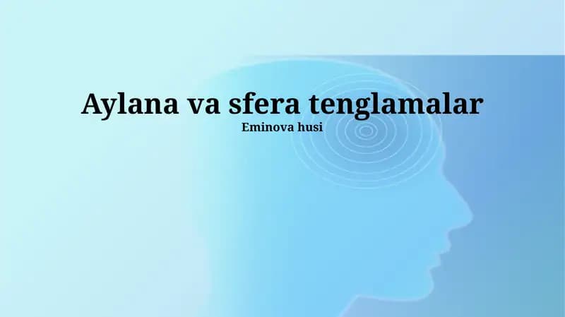 Silindr va Sfera Tenglamalari
