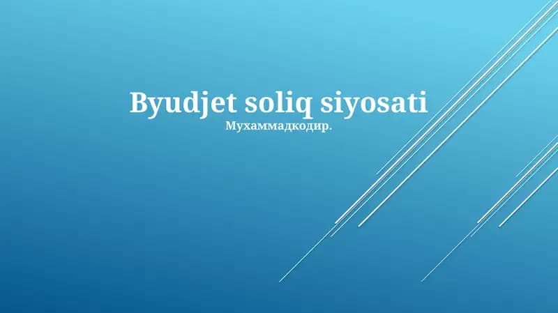 Byudjet soliq siyosati