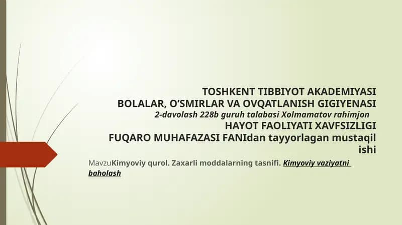 Kimyoviy qurollar