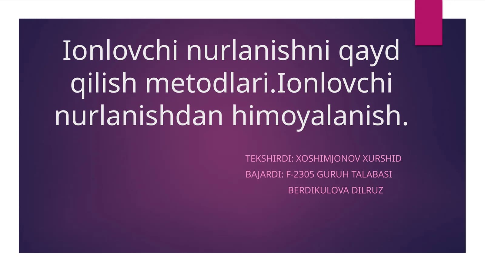 Ionlovchi nurlanishni qayd qilish metodlari