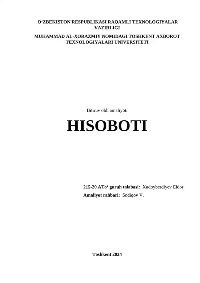Bitiruv oldi amaliyoti
