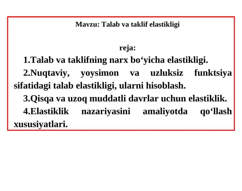 Talab va taklif elastikligi