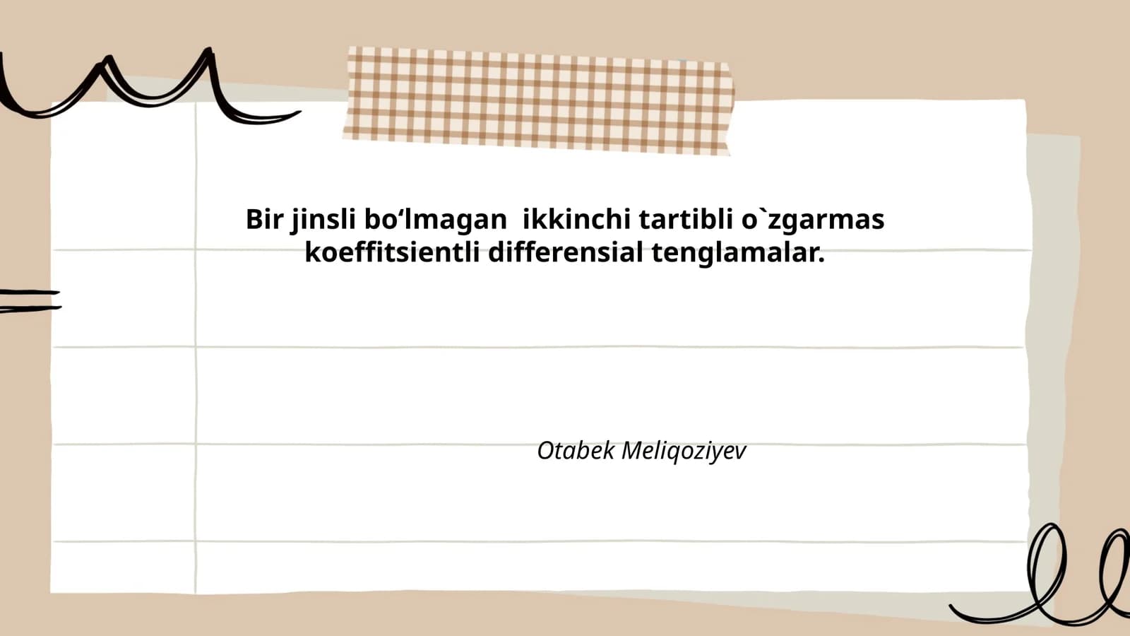 Ikkinchi tartibli differensial tenglamalar asoslari