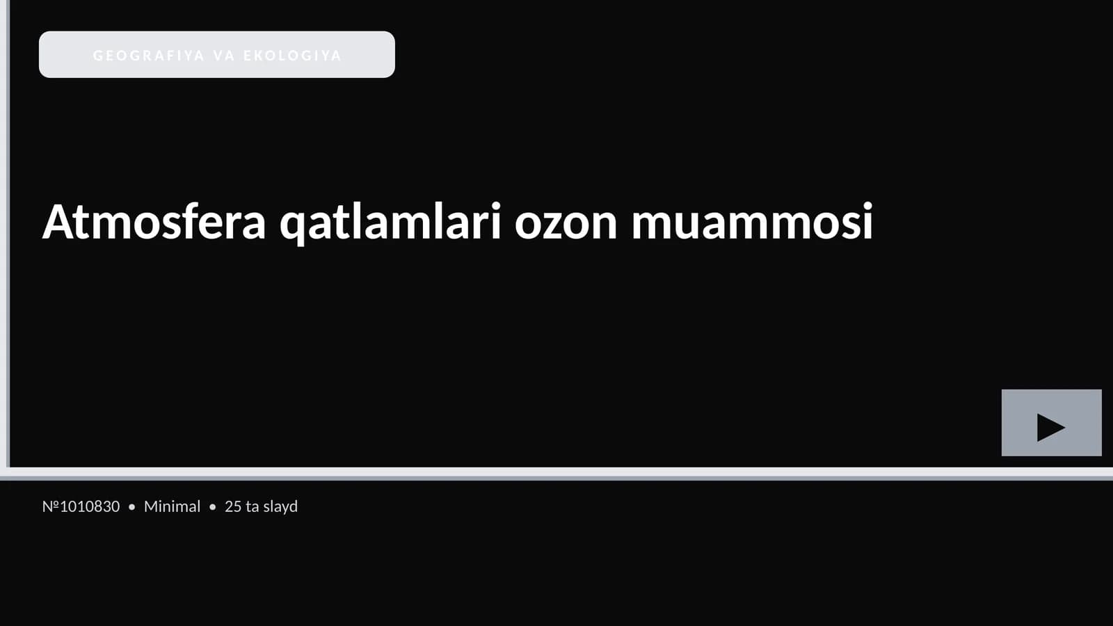 Atmosfera qatlamlari ozon muammosi