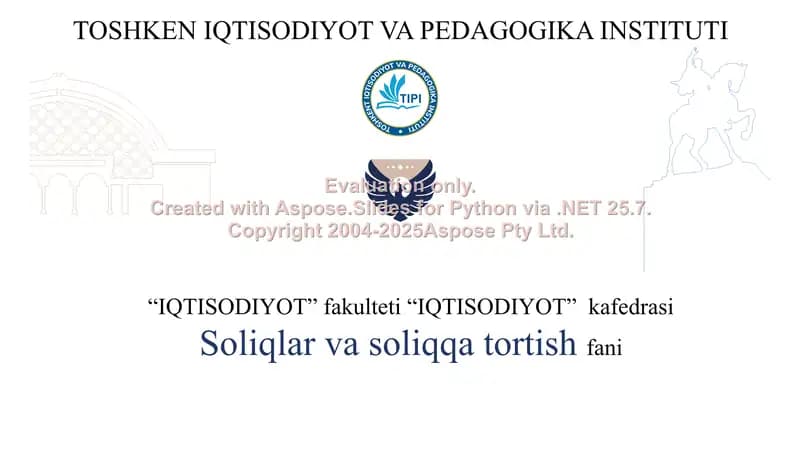 Soliqlar va soliqqa tortish fani