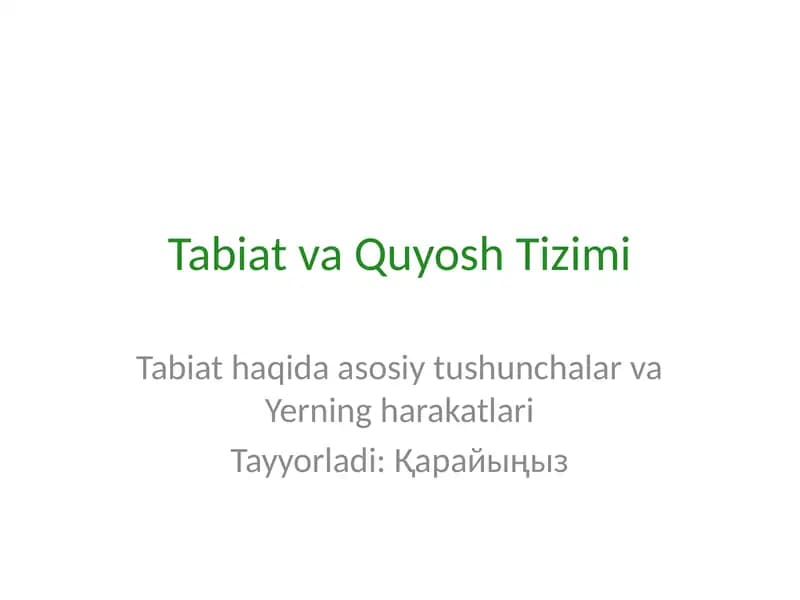 Tabiat va Quyosh Tizimi