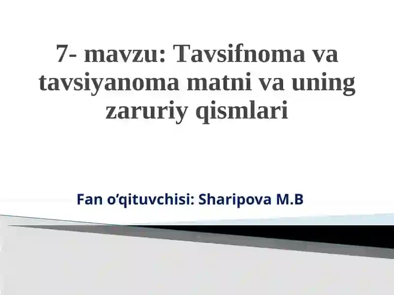 Tavsifnoma va tavsianoma matni