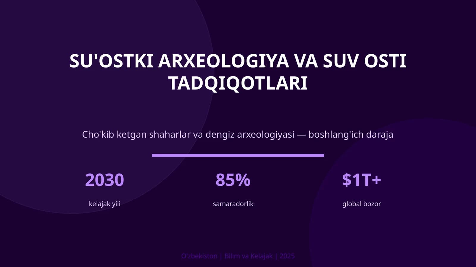 SU'OSTKI ARXEOLOGIYA VA SUV OSTI TADQIQOTLARI