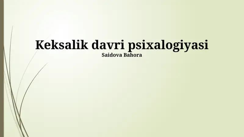 Keksalik davri psixalogiyasi