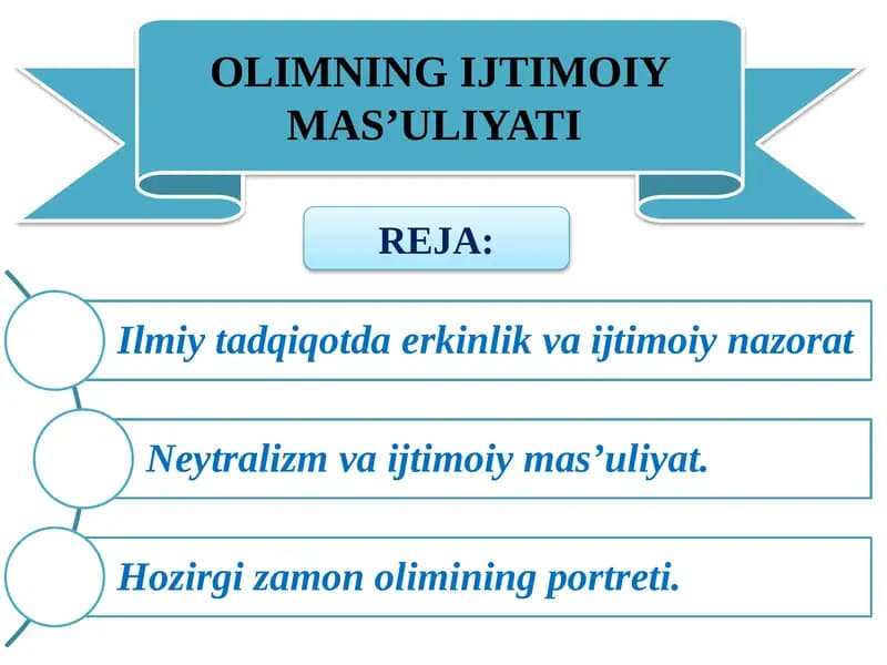 OLIMNING IJTIMOIY MAS’ULIYATI