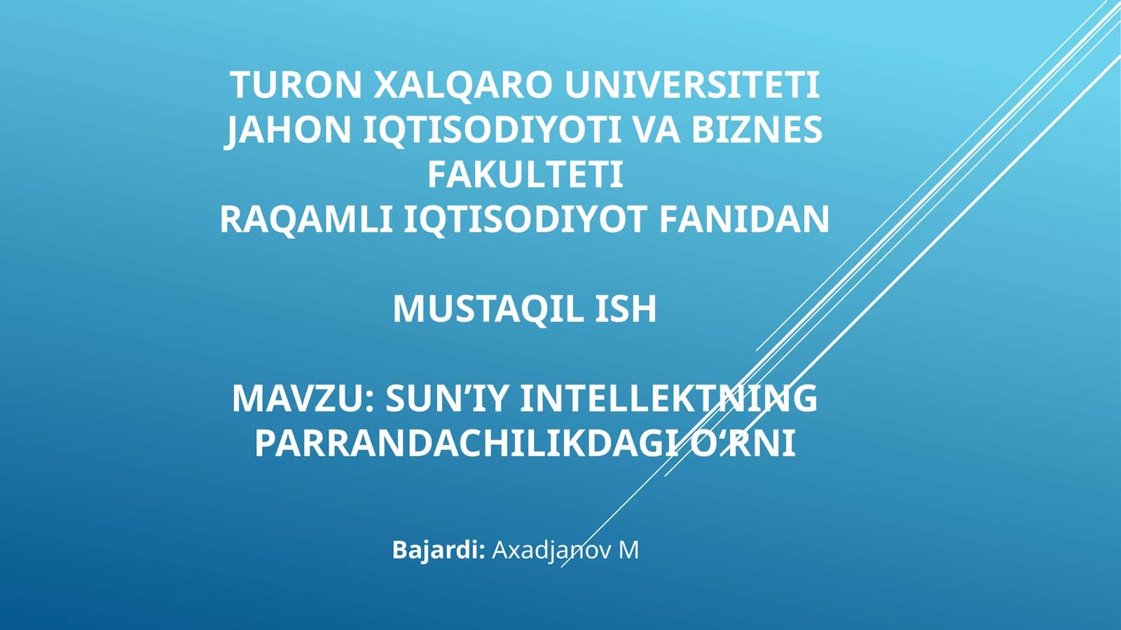 SUN’IY INTELLEKTNING PARRANDACHILIKDAGIO‘RNI