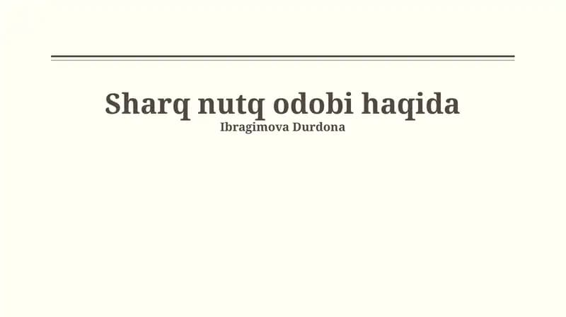 Sharq nutq odobi haqida