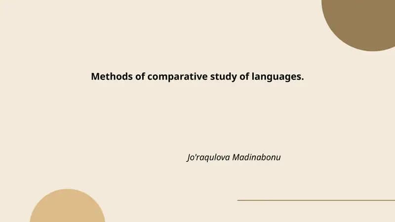 Methods of comparative study of languages