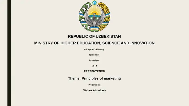Principles of marketing
