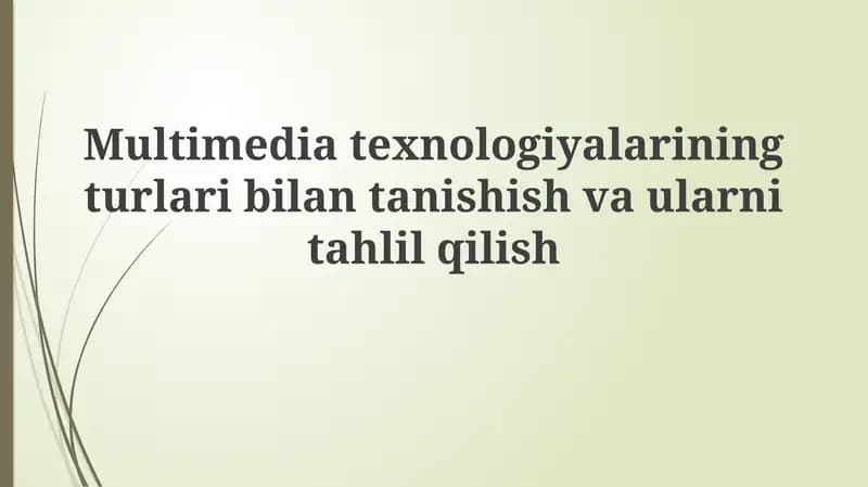Multimedia Texnologiyalari