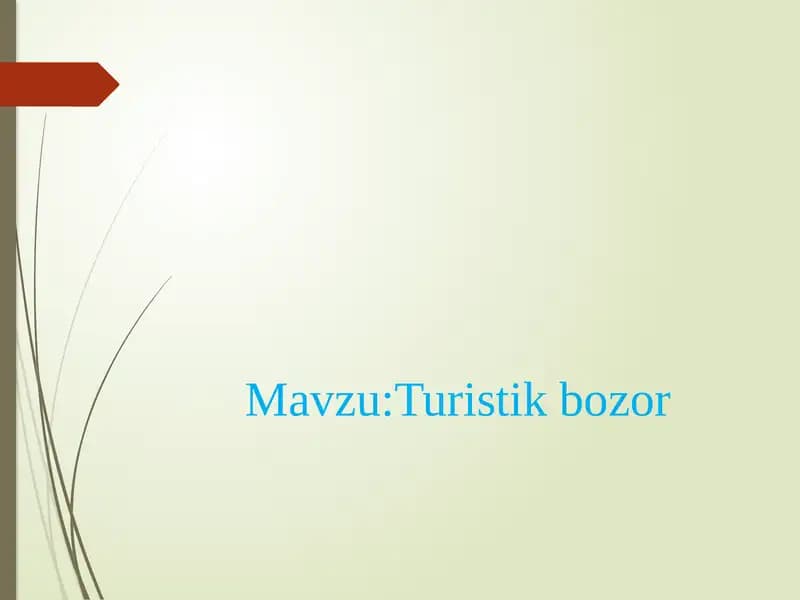 Turistik xizmatlar bozori