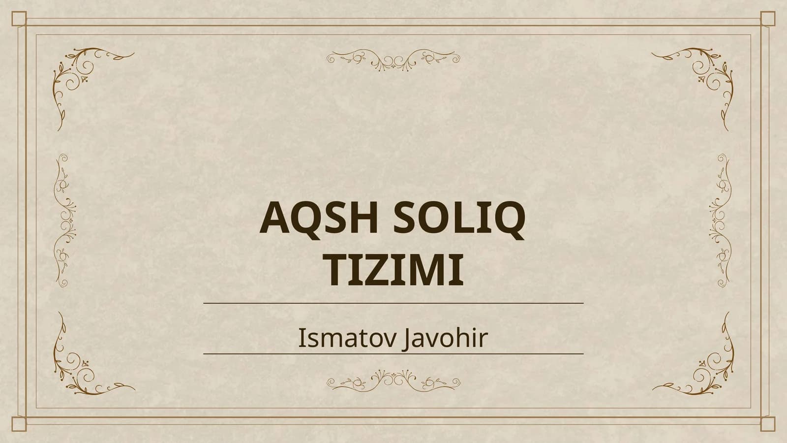 AQSH SOLIQ TIZIMI