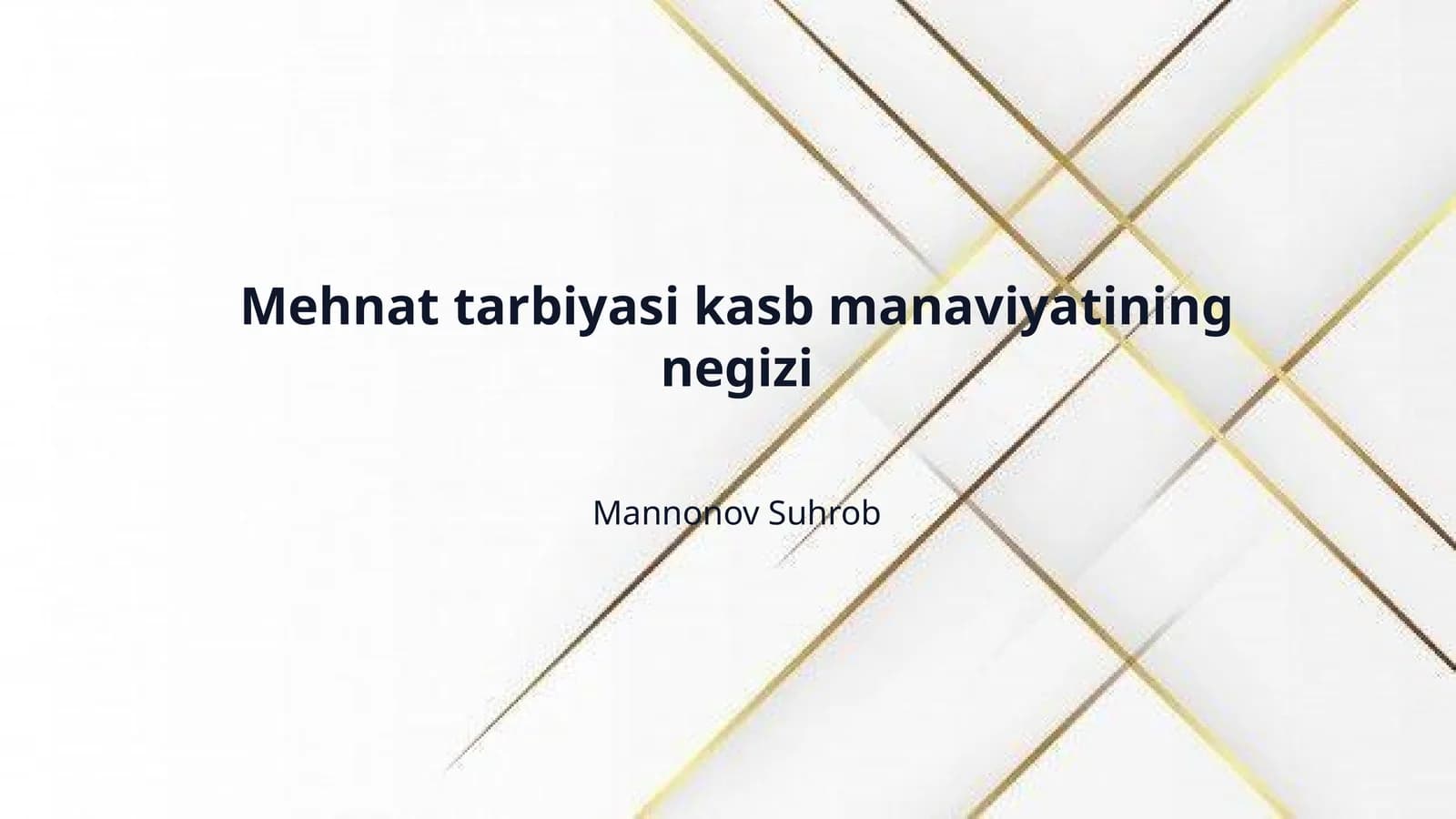 Mehnat tarbiyasi kasb manaviyatining negizi