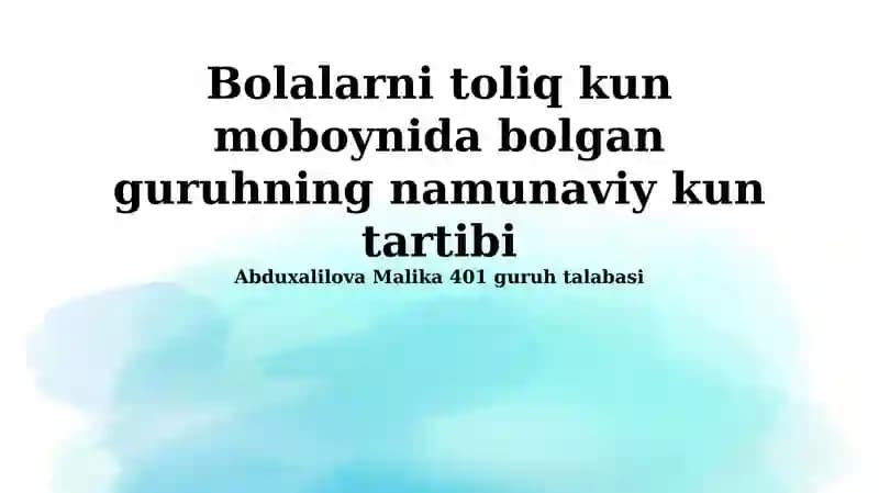 Kun tartibi boshlanishi