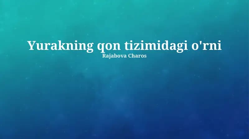 Yurakning qon tizimidagi o'rni