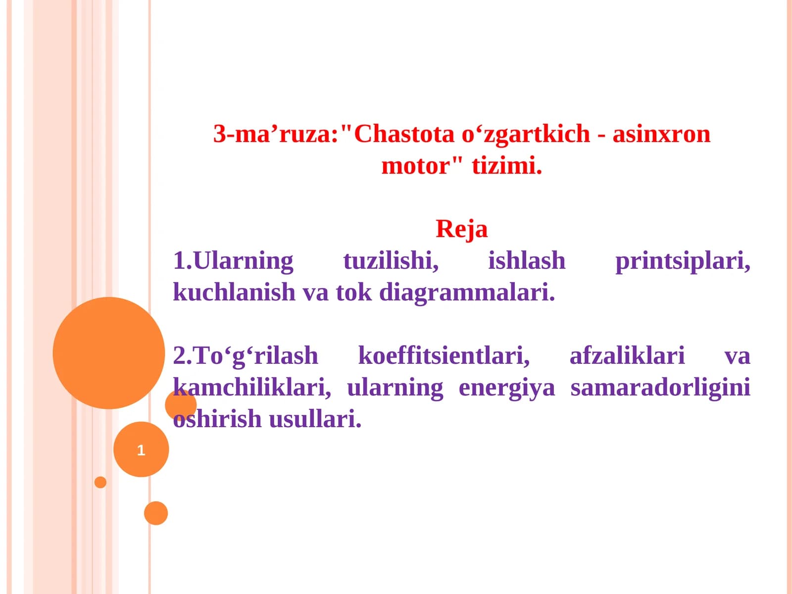 Chastota o‘zgartkich - asinxron motor