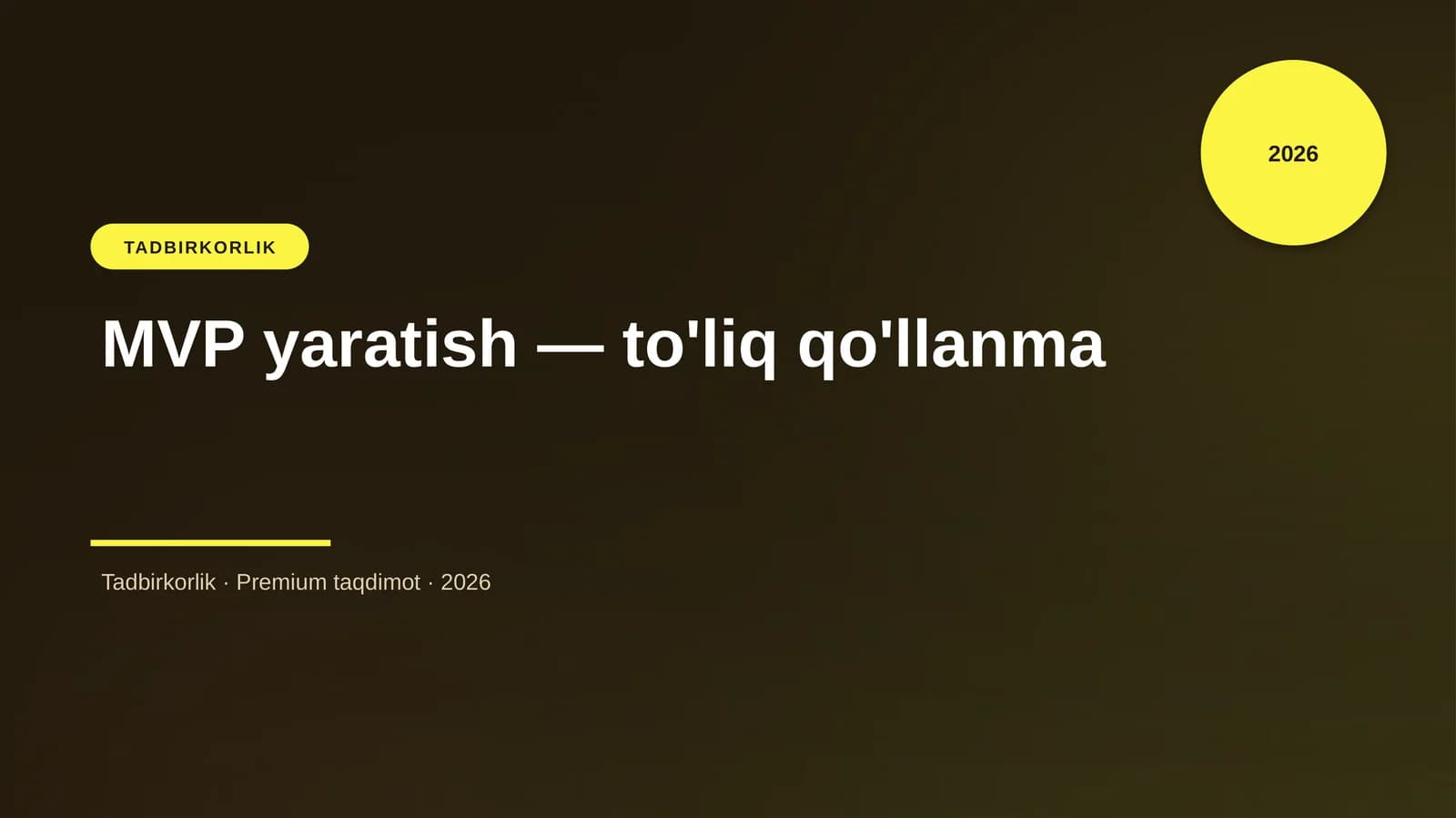 MVP yaratish — to'liq qo'llanma
