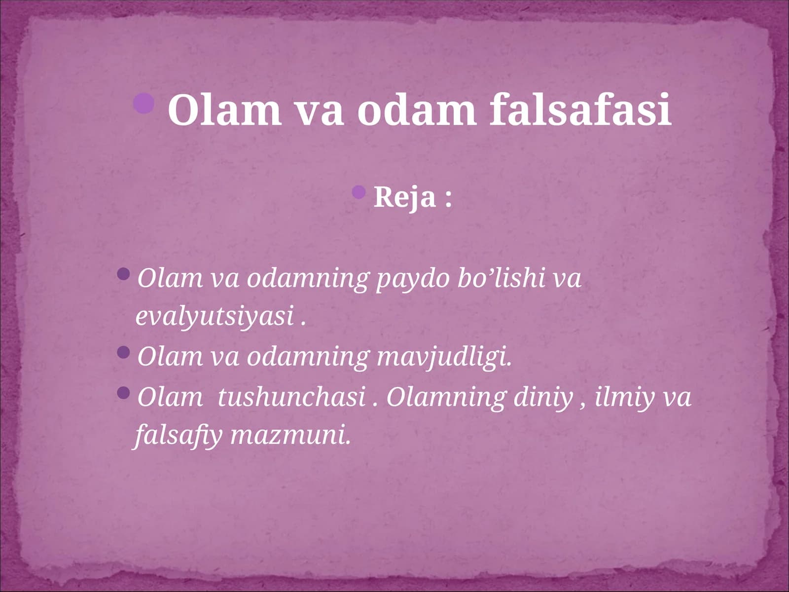 Olam va odam falsafasi