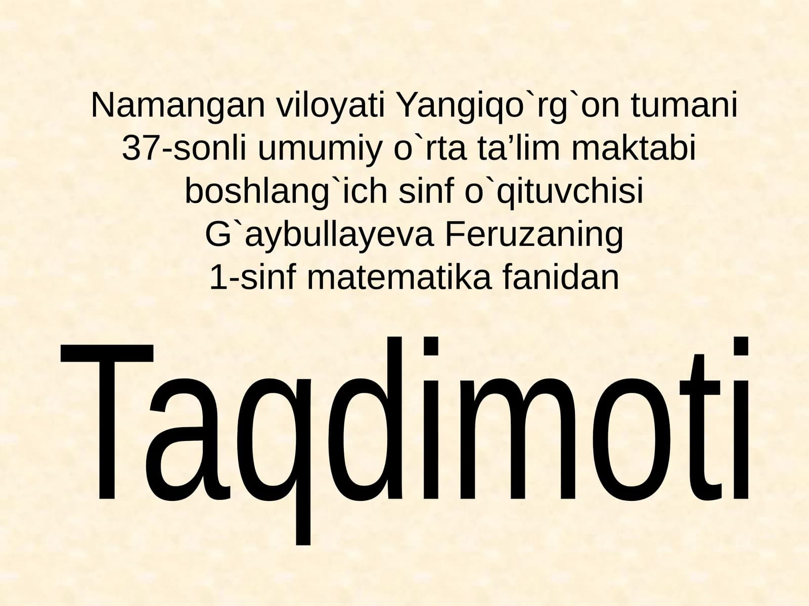 1-sinf matematika fanidan Taqdimoti