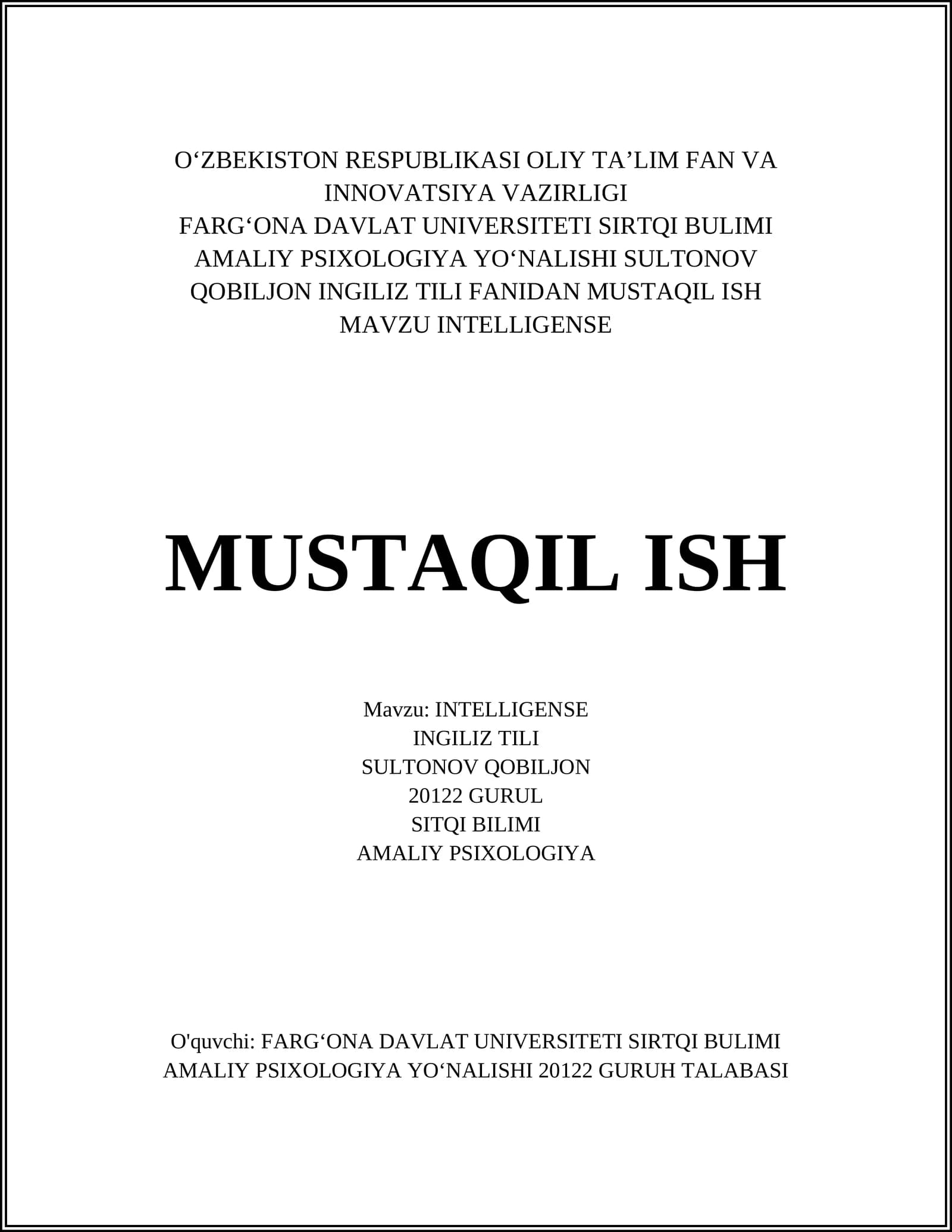 INTELLIGENSE